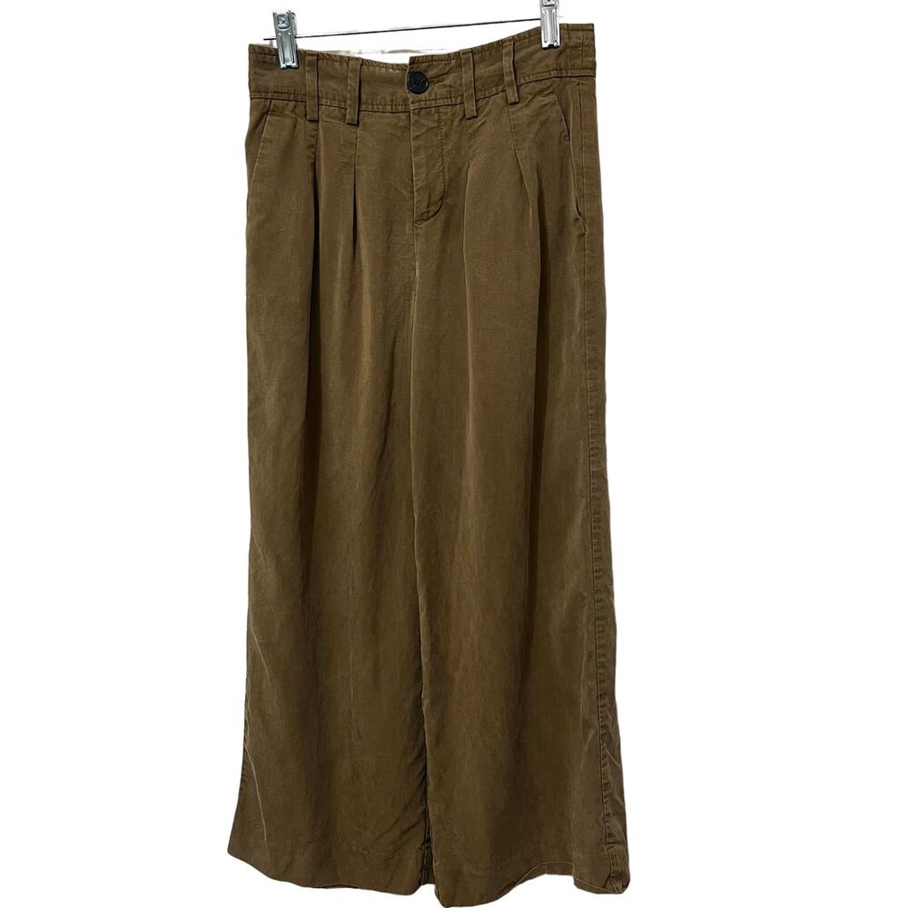 Banana Republic Olive Brown Straight-Leg Pleated Pants
